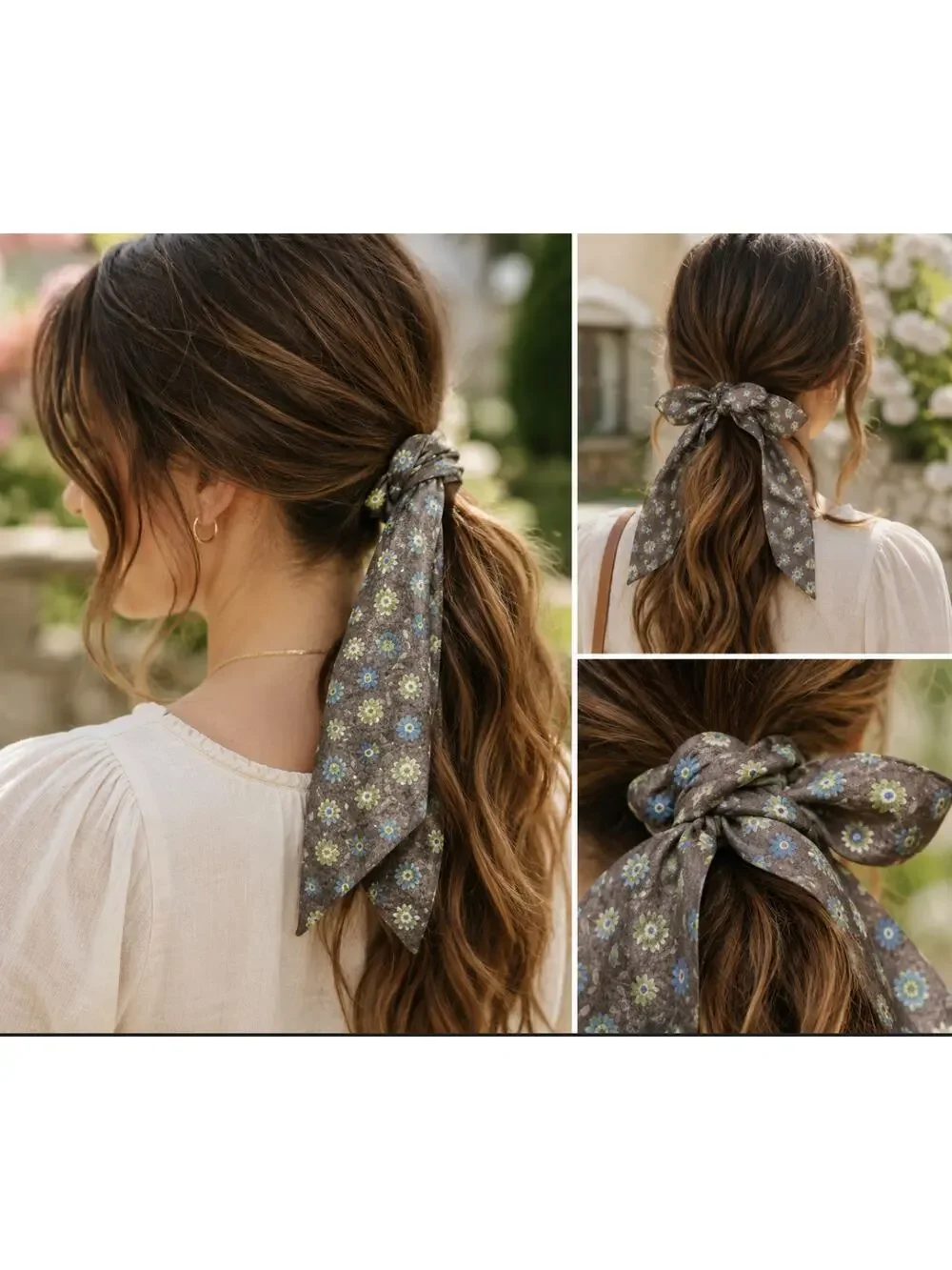 Cottage Black Dainty Floralcore Bloom Hair Piece  Head Scarf
